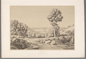 Landschap se setkal s weg Attica (název na objektu) Pohledy na nejznámější místa starověkého Řecka (...) (název série) od Claude Félix Théodore Caruelle d