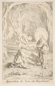 Kristus zjevující se Marii Magdaleně.a.n.d. Tvůrci: Claude Gillot, Jacques Gabriel Huquier. od Claude Gillot, Jacques Gabriel Huquier