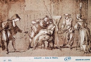 Divadelní představení, kresba Claude Gillot (1673-1722). Francie od Claude Gillot