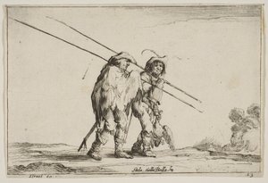 Deska 13: Dva pikenýři jdoucí doprava, každý s píkou v pravé ruce..., 1642. od Claude Goyrand