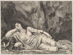 St. Mary Magdalena ležící v jeskyni. od Claude Goyrand