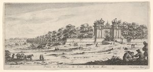 Pohled na bránu sídla královny matky, ze série Pohledy a nové ..., ca. 1644. od Claude Goyrand