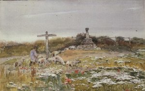 Na rozcestí (akvarel na papíře)