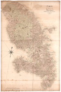 Mapa ostrova Martinik zmenšená na velkou vyrobenou v roce 1763, nd [1797] (rukopis) od Claude Joseph Sauthier