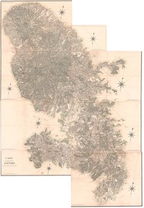 Mapa ostrova Martinik, zkopírovaná z originálu vyrobeného v roce 1763. Tato kopie nakreslená v roce 1797 C. J. Sauthierem ve věku 60 let. od Claude Joseph Sauthier