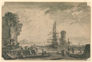 V přístavu (italský námořní přístav) od Claude Joseph Vernet