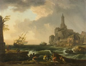 Janovský maják a chrám Minerva Medica od Claude Joseph Vernet