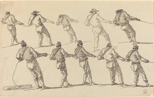 Deset mužů táhnoucích za provazy od Claude Joseph Vernet