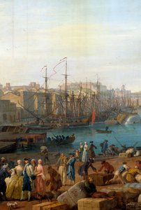 Přístav Marseille v 18. století Detail představující vykládku zboží. Obraz Josepha Verneta (1714-1789) od Claude Joseph Vernet