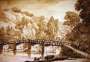 Zalesněná krajina (pero a inkoust a mytí na papíře) od Claude Lorrain