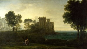 ""Krajina s Psyché mimo palác Amor nebo začarovaný hrad) Malba Clauda Lorraina (1600-1682) Olej na plátně 1664 Dim 87, 1 x 151,3 cm Národní galerie, Londýn od Claude Lorrain