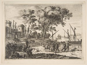 Pobřežní scéna s umělcem, ca. 1638-41. od Claude Lorrain