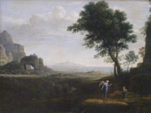 Německy: Hagar und Ismael in der Wüste Hagar a Ismael na poušti od Claude Lorrain