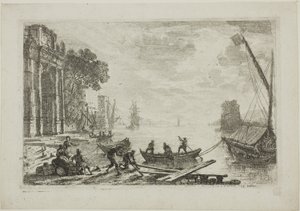 Přístavní scéna s vycházejícím sluncem od Claude Lorrain
