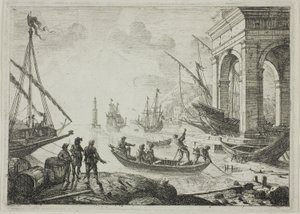 Přístavní scéna s majákem od Claude Lorrain