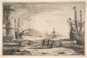 Přístav s velkou věží, ca. 1641. od Claude Lorrain