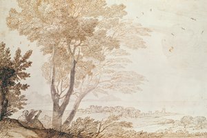 Krajina (pero a inkoust na papíře) od Claude Lorrain