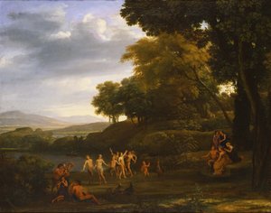 Krajina s tančícími satyry a nymfami, 1646 od Claude Lorrain