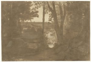 Krajina s výhledem přes stromy od Claude Lorrain