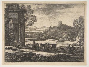 Stádo se vrací v bouřlivém počasí, ca. 1650-51. od Claude Lorrain