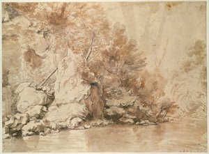 Studie pro krajinu (pero a bistre a mytí na papíře) od Claude Lorrain