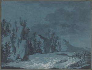 River Rapids u Wooded Cliffs od Claude Louis Chatelet