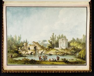 Pohled na Belvedere a skálu, z Recueil des Plans du Petit Trianon od Richarda Miqueho (1728-94)