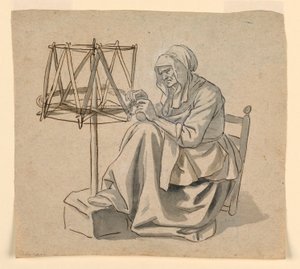 Kresba, Stará žena předoucí, 1810-30 od Claude Louis Desrais