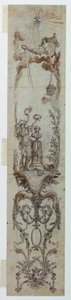 Kresba, Návrhy malovaných panelů s Fortune a Jacquesem Neckerem, 1788-90 od Claude Louis Desrais