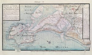 Atlas 131 H.fol 71 Mapa části Bas-Poitou a Ile de Noirmoutier, 1703 (pero, inkoust a wc na papíře)