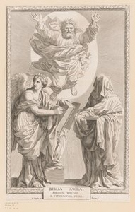Bůh se ztělesněním historie a proroctví Titulní strana pro: Biblia Sacra, 1642 od Claude Mellan