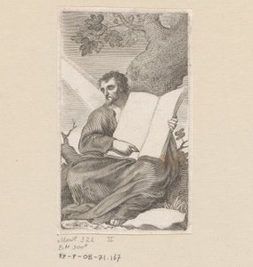 Svatý Augustin sedící u paty stromu Titulní strana pro: Les Confessions de Saint Augustin, 1639 od Claude Mellan