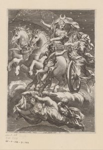 Personifikace Měsíce na jejím voze Titulní strana pro: Giovanni Battista Ferrari, De Florum cultura libri IV, 1633