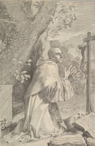 Sv. Bernard klečící před krucifixem, ca. 1655. od Claude Mellan