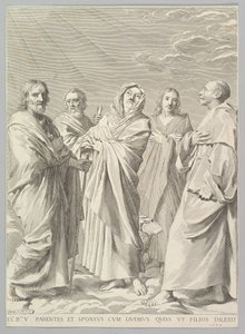 Sts. Anny, Josefa, Joachima, Bernarda a Jana Evangelisty Příbuzenství Panny, 1648. od Claude Mellan