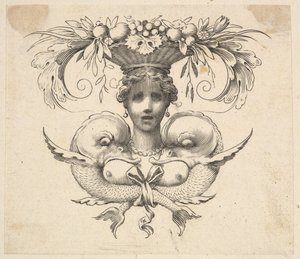 Ocasní část: Womans Head Cul-de-lampe: Busta ženy. od Claude Mellan