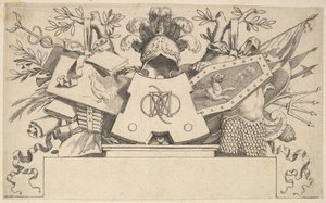 Trofej s monogramem obsahujícím dopisy LEONARDOSOVÉ, 1651. od Claude Mellan