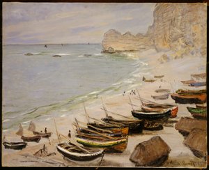 Lodě na pláži v Etretat, 1883 od Claude Monet