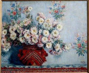 Obraz chryzantém od Clauda Moneta (1840-1926) 1878, olej na plátně, Rozm. 0,54x0,65 m Paříž, musee d
