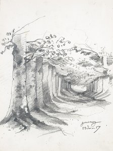 Lesní ulička v Gournay, 1857 od Claude Monet