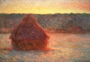 Hromady sena při západu slunce, mrazivé počasí, 1891 od Claude Monet