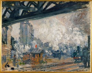 La Gare St. Lazare, pohled pod mostem Evropy (olej na plátně) od Claude Monet