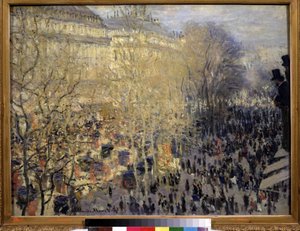 ""Le boulevard des Capucines"" Dav kolemjdoucích a provoz ve čtvrti Opera v Paříži. Obraz Clauda Moneta (1840-1926). Olej na plátně. Impresionismus. 1873. Rozměr 61x80 cm Puškinovo muzeum, Moskva od Claude Monet