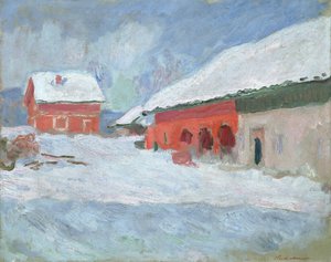 Norsko, Červené domy v Bjornegaard, 1895 od Claude Monet