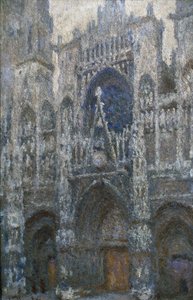 Rouenská katedrála, portál; šedé počasí od Claude Monet