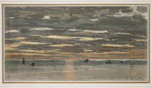Západ slunce na moři, 1865-1870 (pastel na lesklém papíře) od Claude Monet