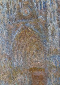 Katedrála de Rouen, portál slunce ráno, modrá harmonie Detail. Obraz Clauda Moneta (1840-1926) 1893 Ne. 0,91 x 0,63 m Paříž, musee d
