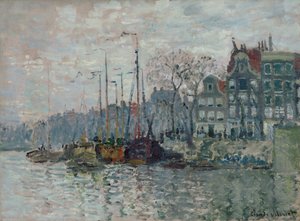 Pohled na Prins Hendrikkade a Kromme Waal v Amsterdamu, 1874 od Claude Monet