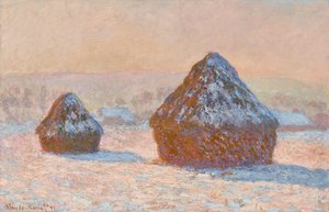 Hromádky pšenice, Sněhový efekt, Ráno (Meules, Effet de Neige, Le Matin) od Claude Monet