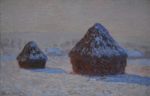 Wheatstacks, Snow Effect, Ráno, 1891 od Claude Monet